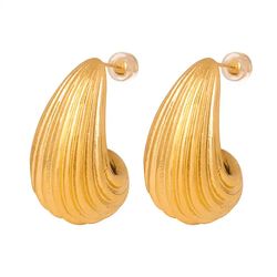 18K Gold PVD Plated Grain Shell Earring Geometric Conch Earring For Women