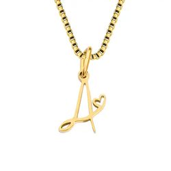 Stainless Steel Gold Heart Letter Alphabet Initial Personalized Name Necklace