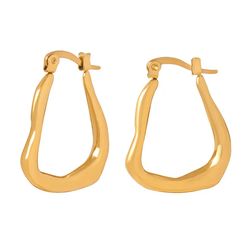 Irregular Circle 18K Gold Earring Titanium Steel Asymmetric Circle Earring