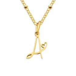 Heart Letter Alphabet Initial Personalized Name Necklace Titanium Steel Jewelry