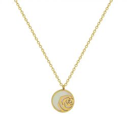 Shell Rose Pendant Necklace 18K Gold Zircon Shell Rose Choker Necklace