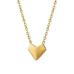 Gold Heart Pendant Necklace Fold Heart Choker Necklace