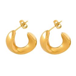 18K Gold PVD Plated Irregular Twist Circle Earring Geometric Hook Earring