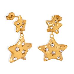 Gold 18K Gold Zircon Star Earring Geometric Balloon Star Earring