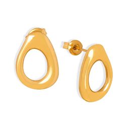 Gold Irregular Circle Earring Geometric Hollow Water Drop Earring