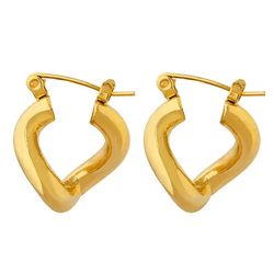 18K Gold Plated Twist Heart Circle Earring Geometric Irregular Heart Earring