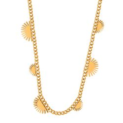18K Gold Plated Sunrise Tassel Necklace Geometric Sun Choker Necklace