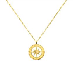 18K Gold Plated Star Circle Pendant Necklace Octagram Necklace Jewelry For Women
