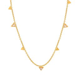 18K Gold Zircon Triangle Necklace Titanium Steel Triangle Tassel Necklace