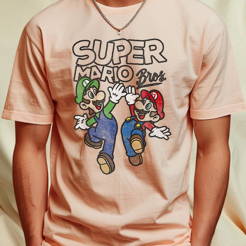 Super Mario Bros. Luigi And Mario High Five Portrait T-Shirt 53_T-Shirt_File PNG.jpg