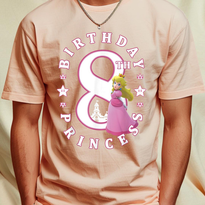 Super Mario Princess Peach 8th Birthday Princess Portrait T-Shirt 176_T-Shirt_File PNG.jpg