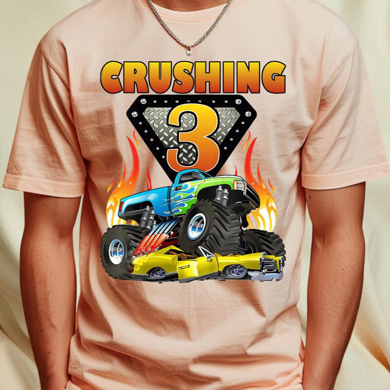 Kids Monster Truck 3 Year Old Shirt 3rd Birthday Boy Monster Car T-Shirt 257_T-Shirt_File PNG.jpg