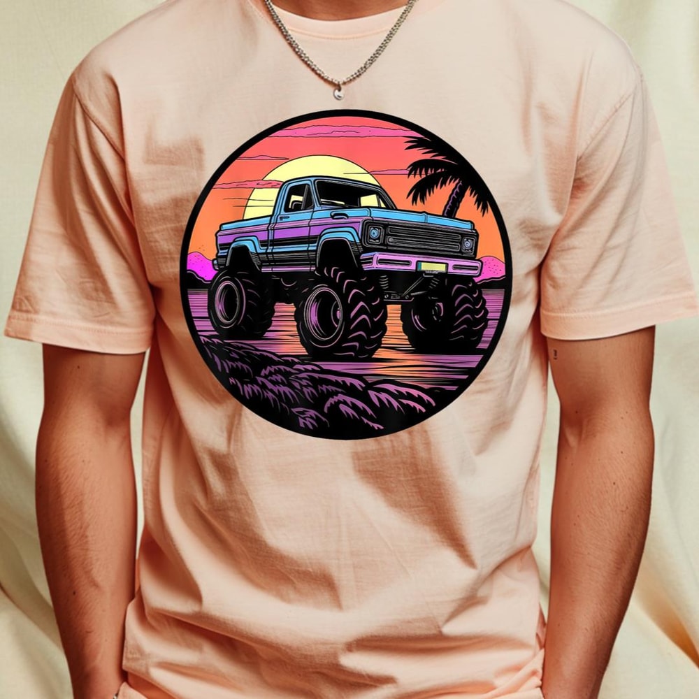 Retro Vintage Monster Truck Retro Sunset Monster Truck Boys T-Shirt 108_T-Shirt_File PNG.jpg