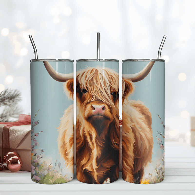 20Oz Skinny Tumbler Design Cow Hide Highland Cow Png.png