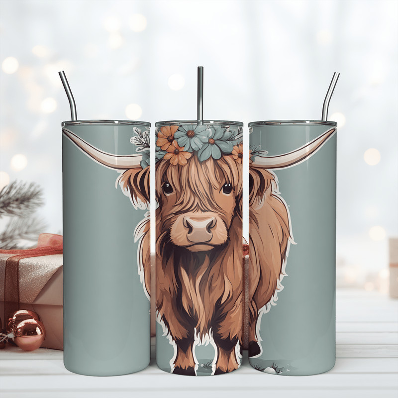 Cow Floral Tumbler Wrap Farm Seamless Designs Skinny Tumbler 20oz Png.png