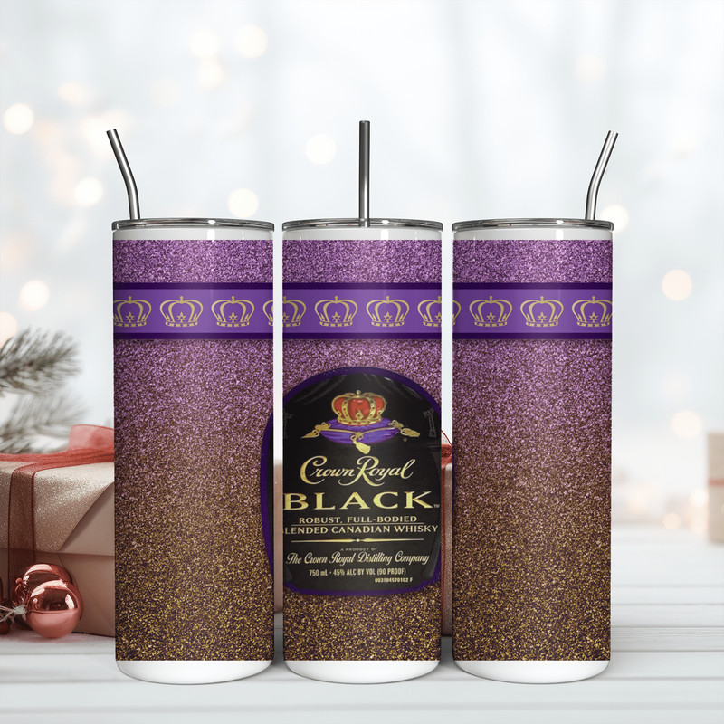 Crown Royal Black Skinny 20Oz Tumbler Wrap Png, Digital Download PNG, Wrap Design Png.png