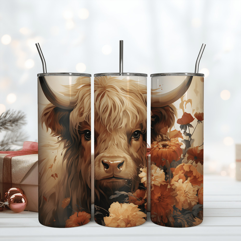 Cute Baby Highland Cow 20Oz Skinny Tumbler Png.png