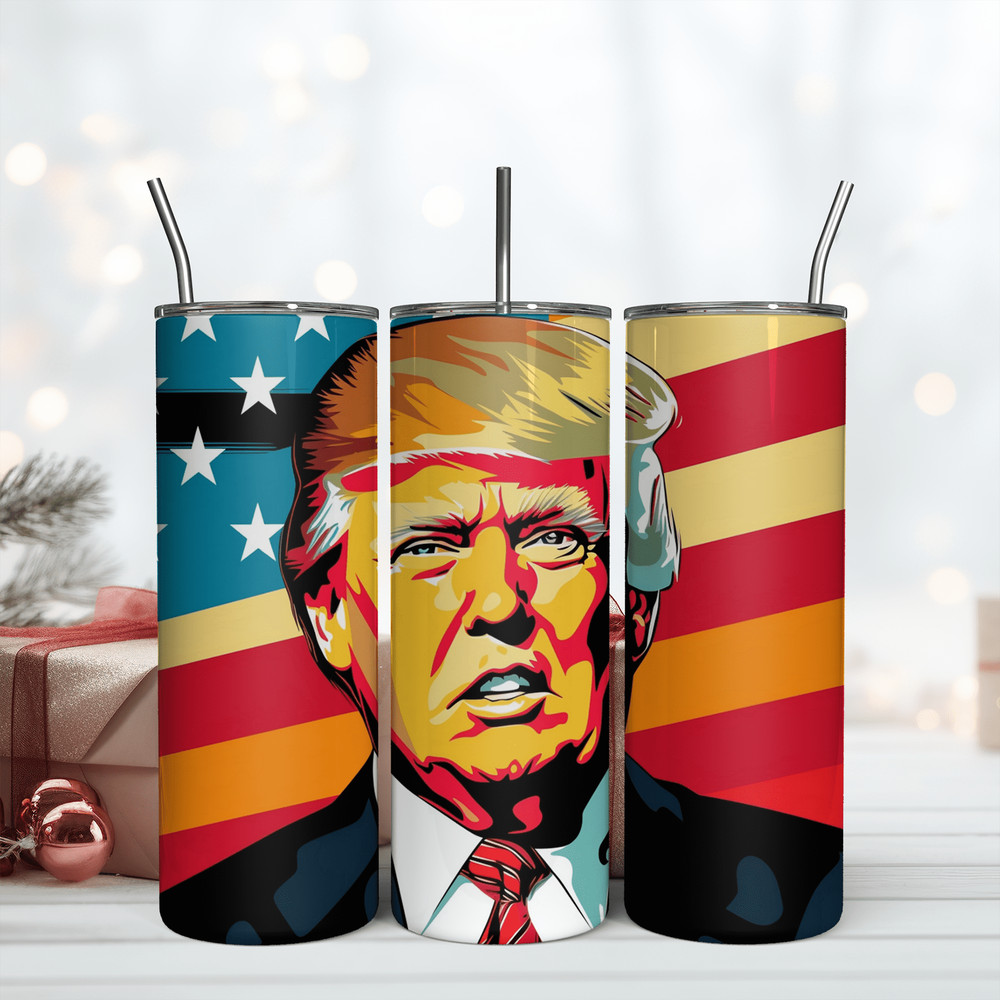 Trump Tumbler PNG, Trump Face PNG Sublimation Designs, Skinny Tumbler 20oz.png