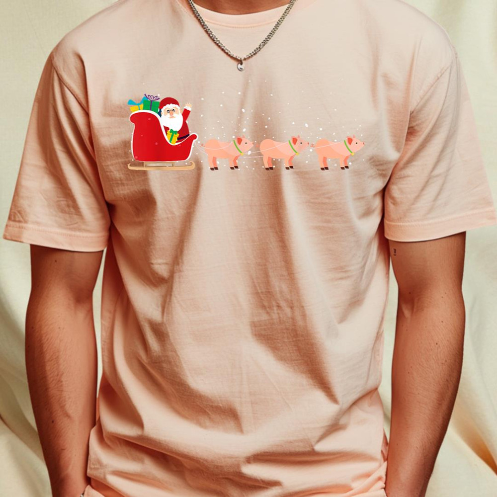 Pig Santa Christmas Sleigh - Funny Pig Xmas T-Shirt 194_T-Shirt_File PNG.jpg