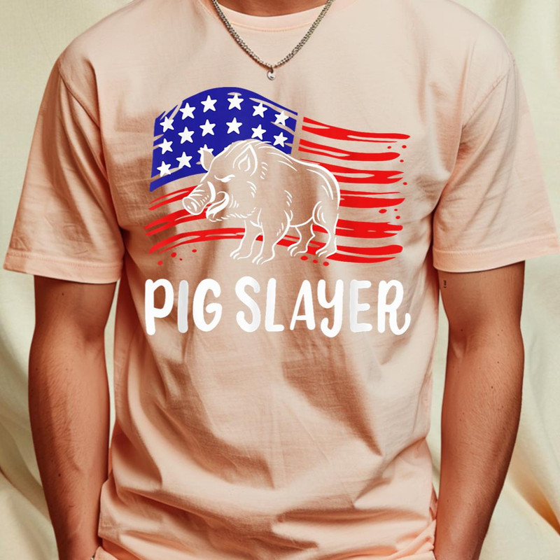 Pig Slayer & US Flag - Wild Pig Hunting - Hog Hunting T-Shirt 409_T-Shirt_File PNG.jpg