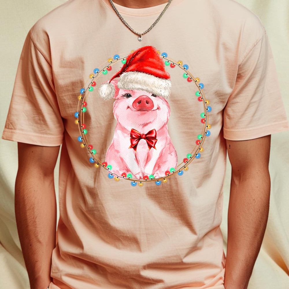 Sweet Pig with Santa Hat Pig Lover Christmas T-Shirt 166_T-Shirt_File PNG.jpg