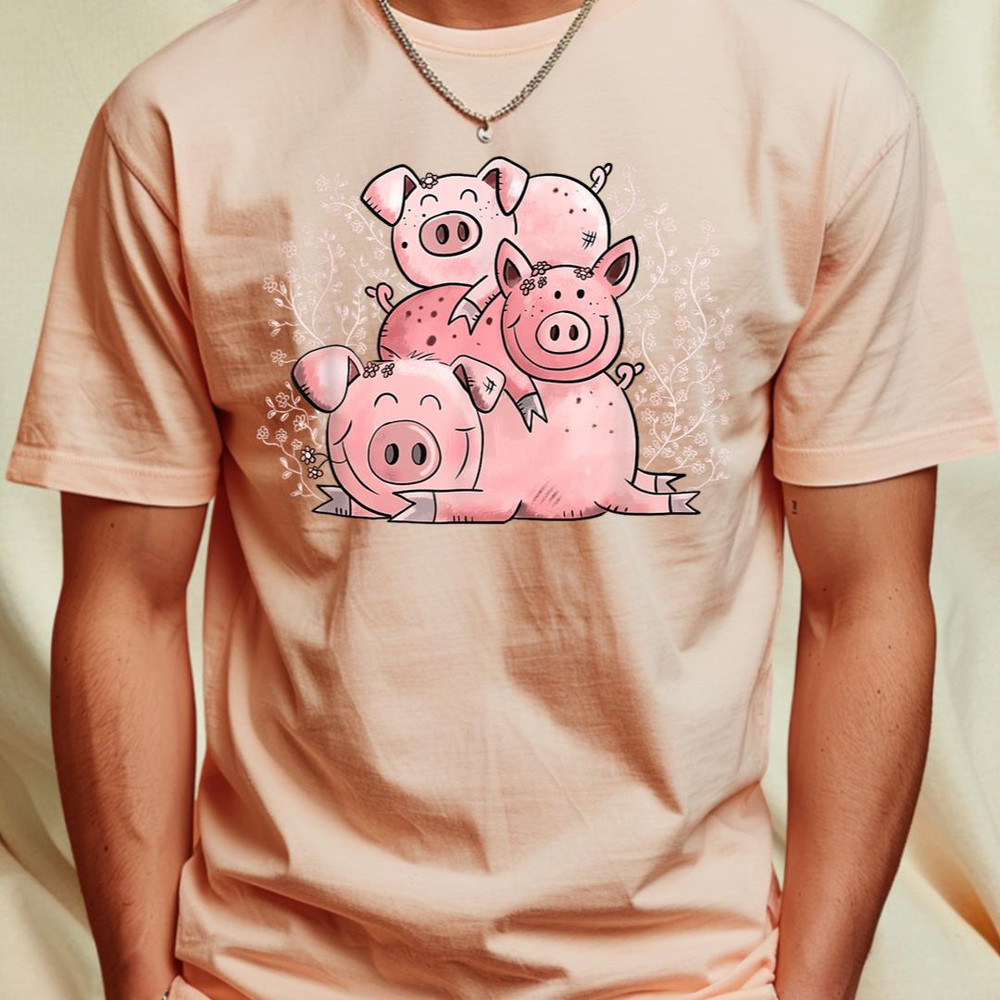 Three Cute Pigs With Flowers for Pig Lover T-Shirt 320_T-Shirt_File PNG.jpg