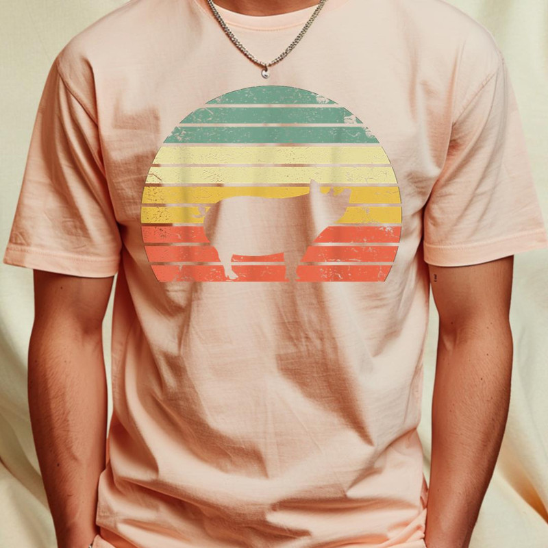 Vintage Pig Shirt Retro Sunset Colors Silhouette Pig T-Shirt 122_T-Shirt_File PNG.jpg