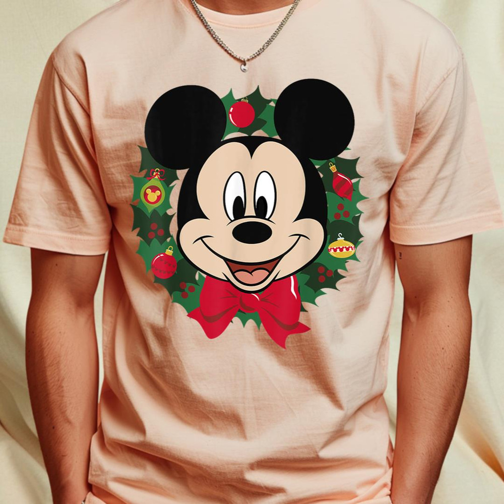 Disney Mickey Mouse Christmas Wreath Portrait T-Shirt 245_T-Shirt_File PNG.jpg