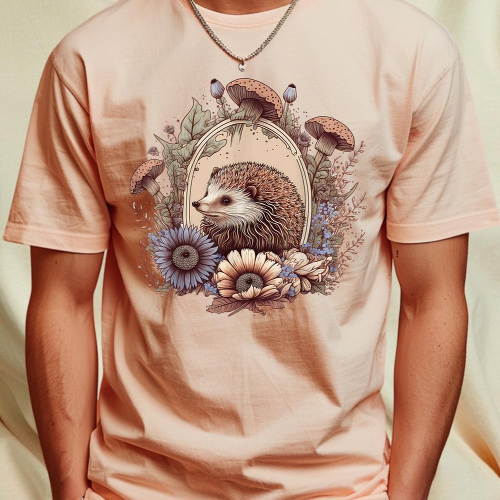 Cute Cottagecore Floral Hedgehog Aesthetic Girls Graphic T-Shirt 89_T-Shirt_File PNG.jpg
