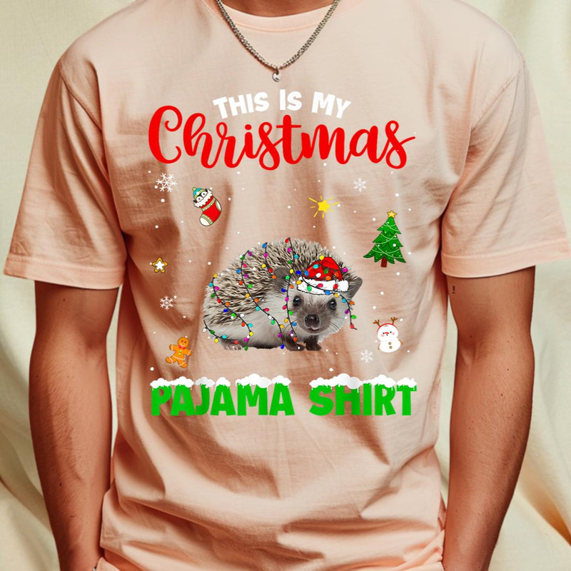 Funny This Is My Christmas Pajama Shirt Hedgehog Red Plaid T-Shirt 45_T-Shirt_File PNG.jpg