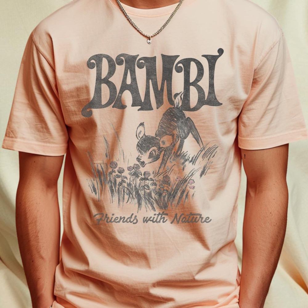 Disney Bambi Friends With Nature Pencil Sketch Premium T-Shirt 474_T-Shirt_File PNG.jpg
