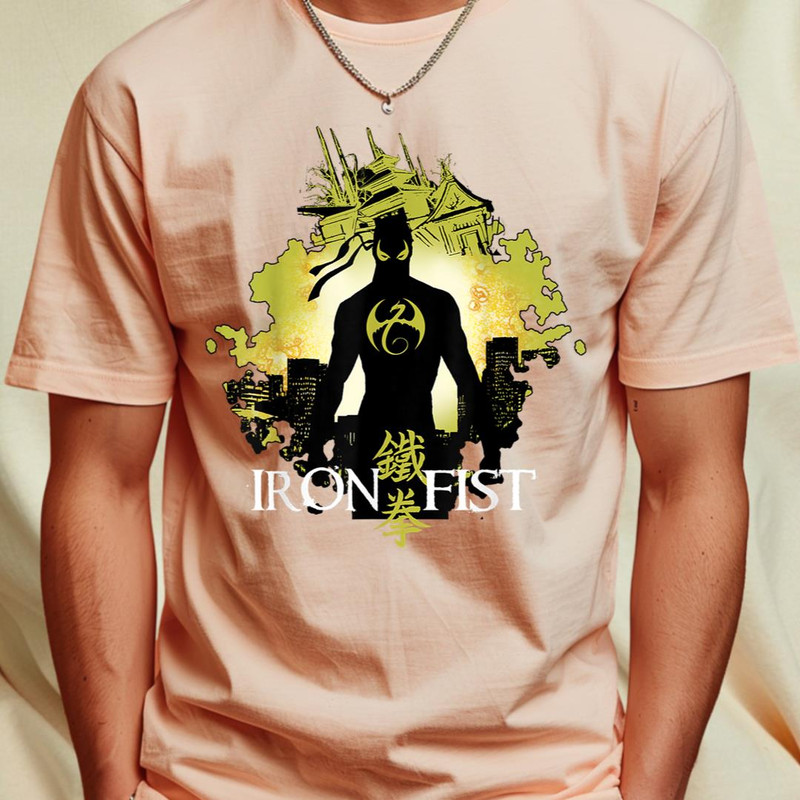 Marvel Iron Fist Blackout Silhouette Cityscape Glow T-Shirt T-Shirt 226_T-Shirt_File PNG.jpg