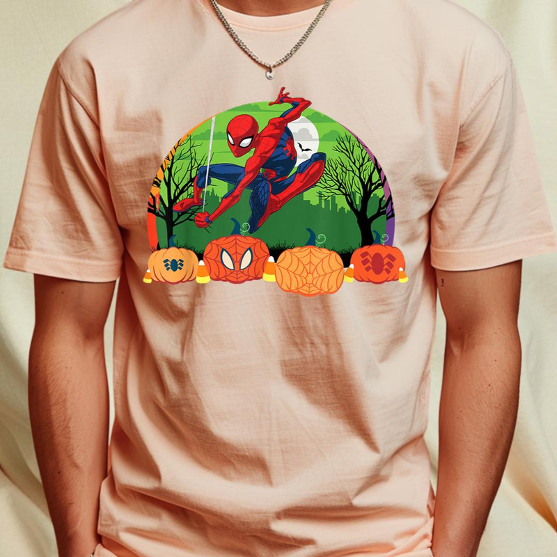 Marvel Spider-Man Spooky Halloween Night with Pumpkins T-Shirt 339_T-Shirt_File PNG.jpg