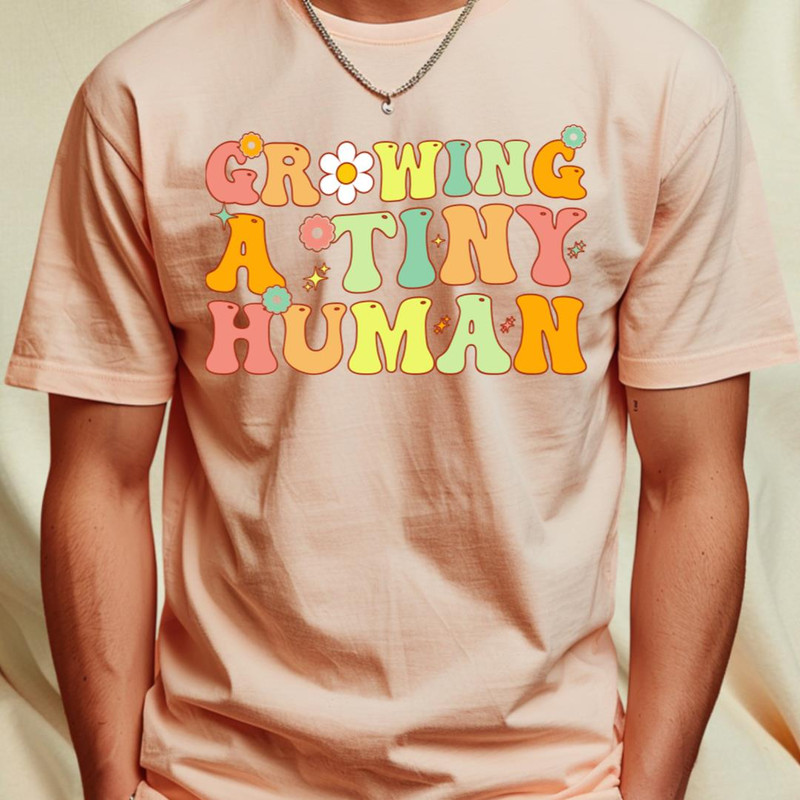 Groovy Growing A Tiny Human Pregnancy Ba_T-Shirt_File PNG.jpg