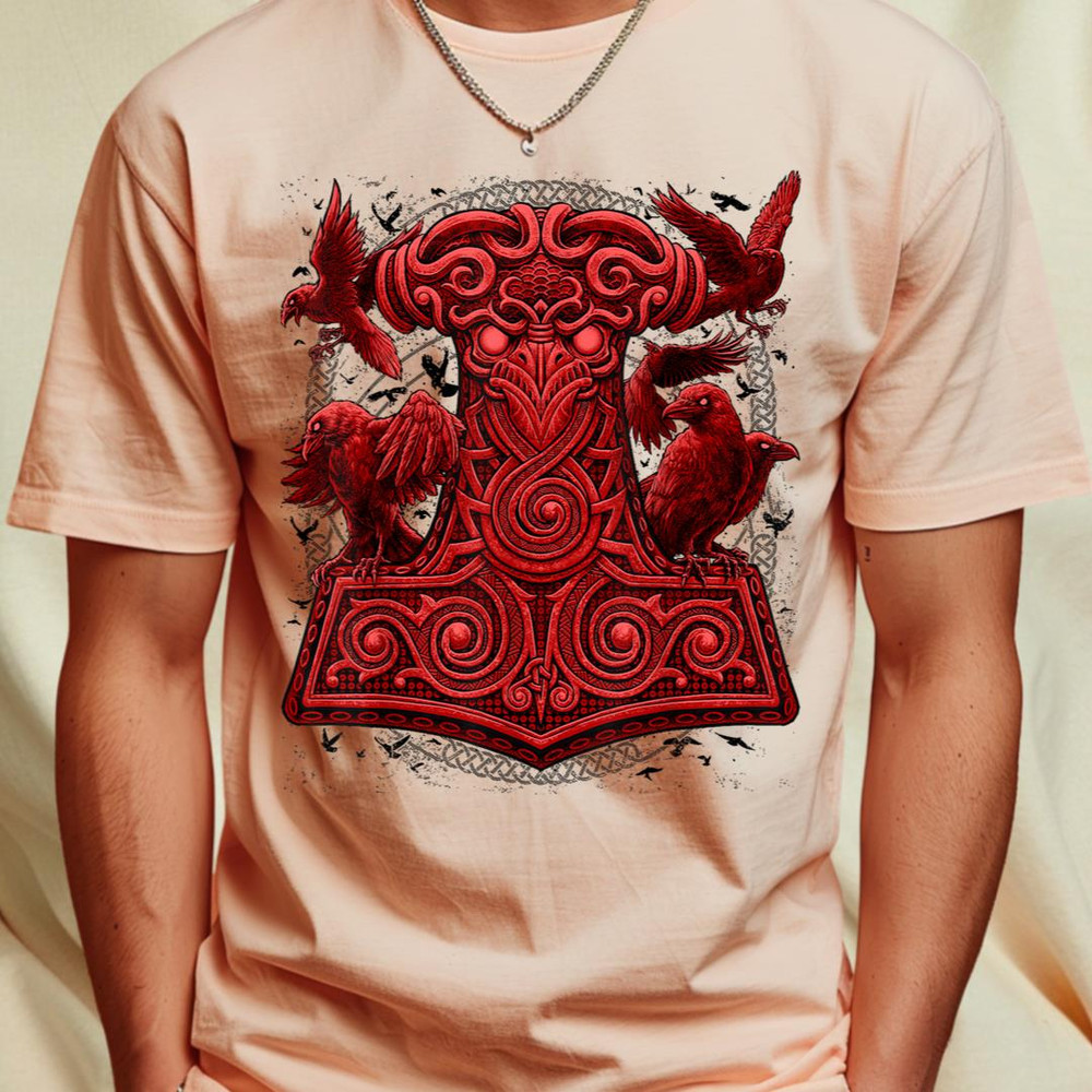 Viking Thors Raven Hammer Pagan Norse Mjolnir T-Shirt 298_T-Shirt_File PNG.jpg