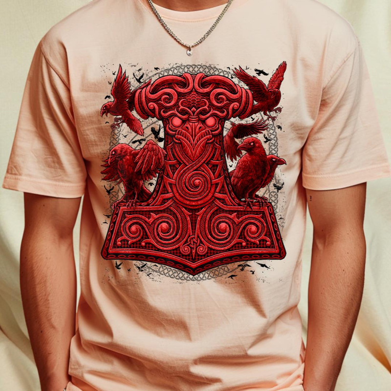 Viking Thors Raven Hammer Pagan Norse Mjolnir T-Shirt 298_T-Shirt_File PNG.jpg