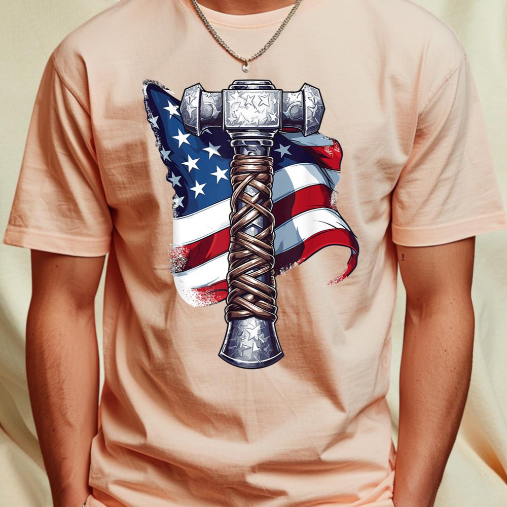 Viking Warrior Hammer US American Flag Norse Mythology T-Shirt 410_T-Shirt_File PNG.jpg