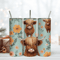 Highland Cow Flower Seamless 20oz Tumbler Wrap Png.png