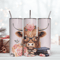 Highland Cow In Glasses Rose Flower 20Oz Skinny Tumbler Png.png