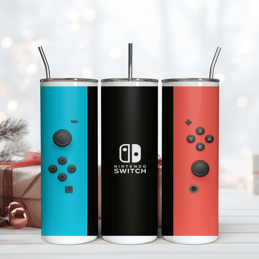 Nintendo Switch Skinny 20Oz Tumbler Wrap Png, Digital Download PNG, Game Wrap Design Png.png