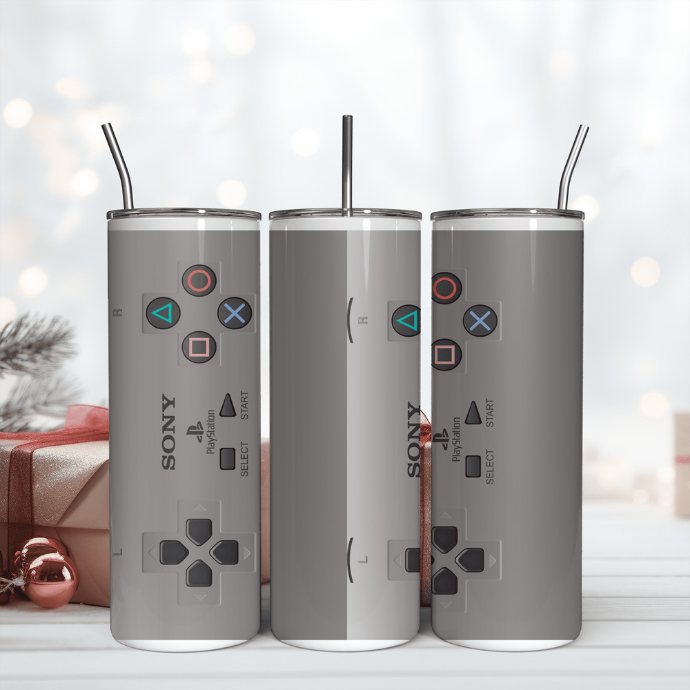 Sony Gamepad Skinny 20Oz Tumbler Png, Digital Download PNG, Game Wrap Design Png.png
