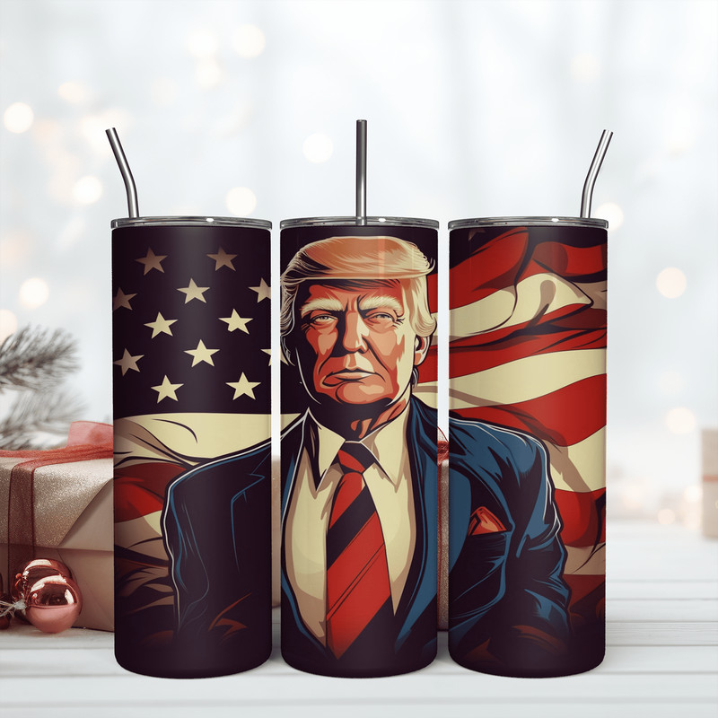 Trump 2024 Tumbler Png, America Flag Png, 20Oz Skinny Tumbler Png.png