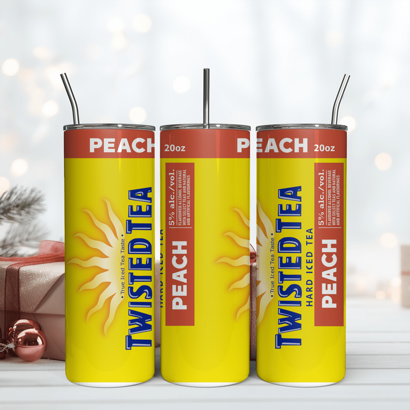 Twisted Tea Peach 20Oz Tumbler Wrap, Digital Download PNG, Wrap Sublimination Design.png