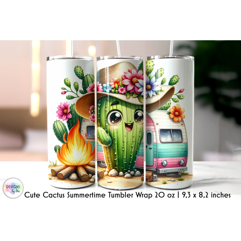 Campfire and Cute Cactus Tumbler Wrap.jpg