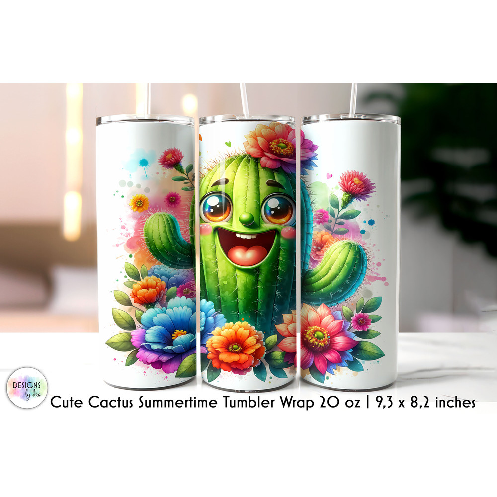 Cute Cactus with Flowers Skinny Tumbler.jpg
