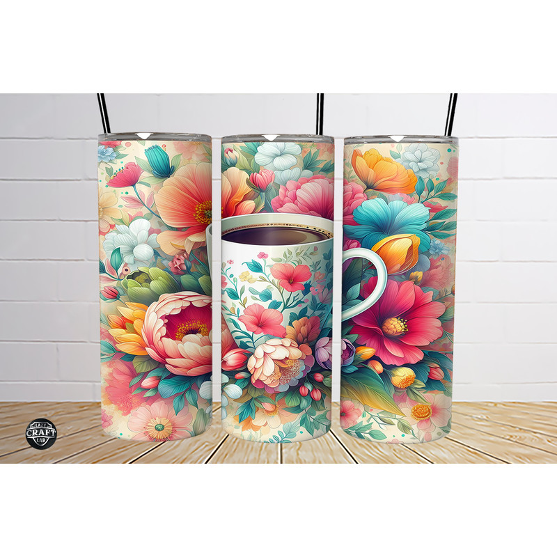 Coffee Cup & Spring Floral Tumbler Wrap.png