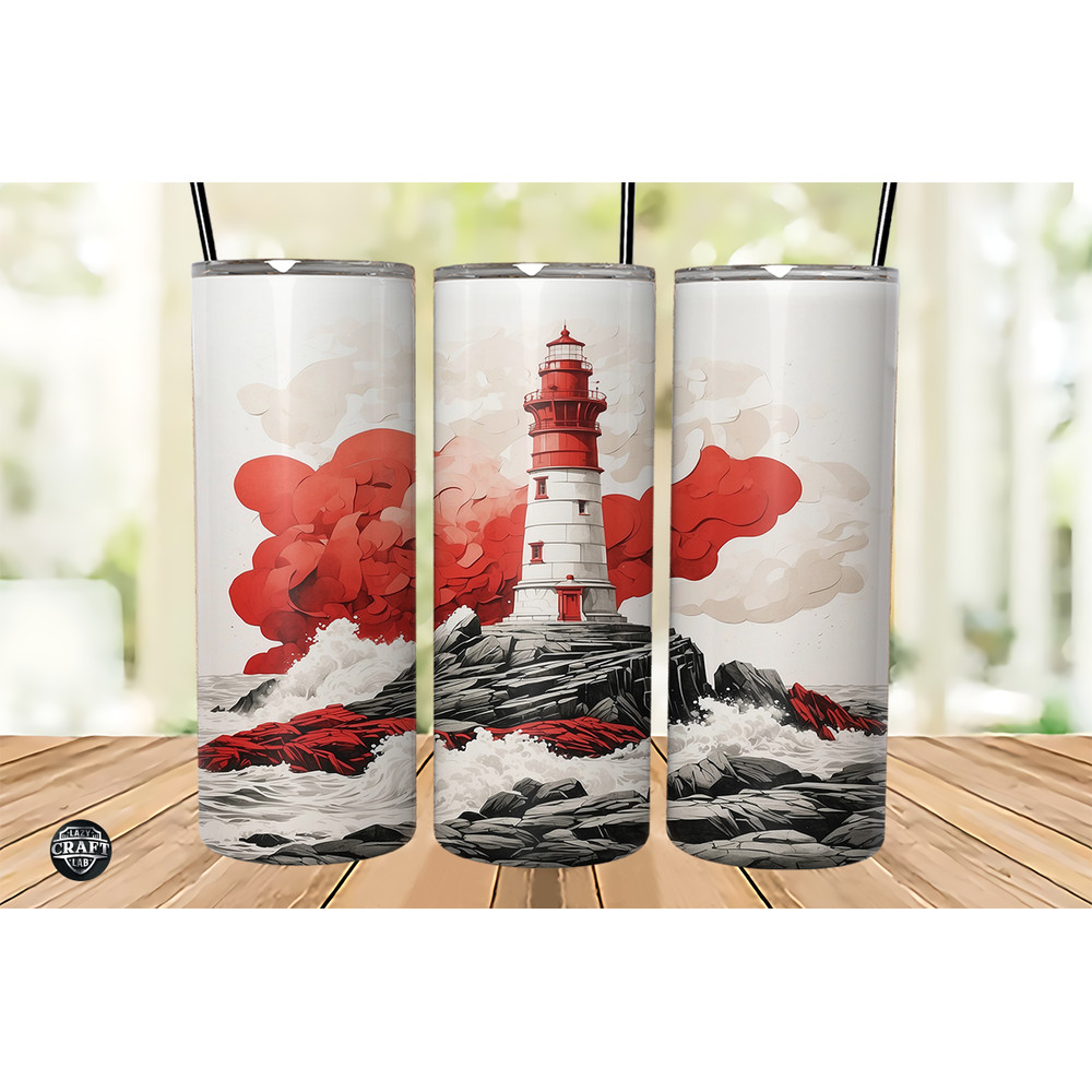 Red & White Lighthouse Tumbler Wrap 20oz.png