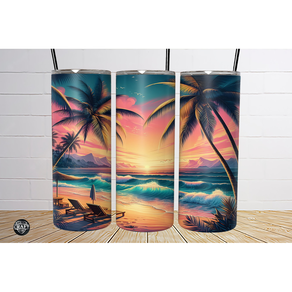 Summer Beach Tumbler Wrap 20oz Skinny.png
