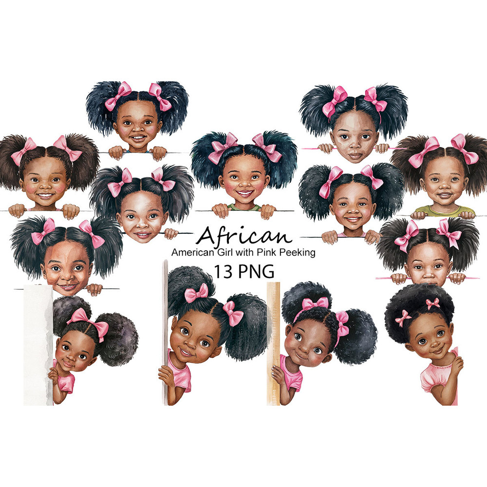 African American Girl with Pink Peeking.jpg