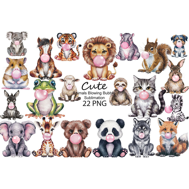 Cute Animals Blowing Bubble Sublimation.jpg